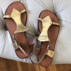 Anthropologie Gold Sandals
